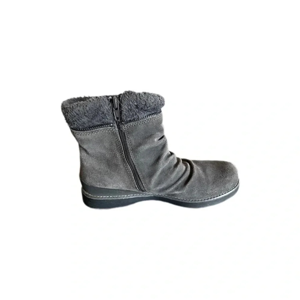 BareTraps Gray Suede Leather Faux Fur Larkspur Women’s Ankle Boots 7M - Picture 11 of 15